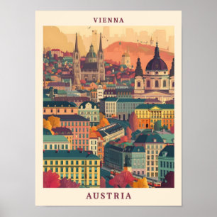 Wien Österreich Elegante Kunst Vintage Reise Poster