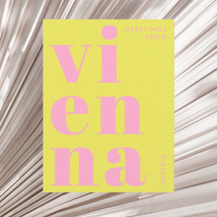 Wien Österreich gelbe Typografie Postkarte