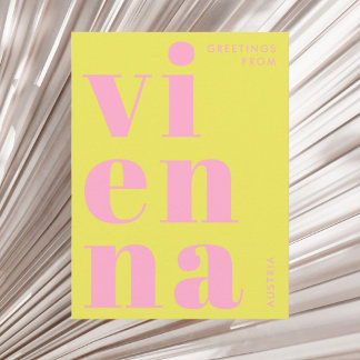 Wien Österreich gelbe Typografie Postkarte
