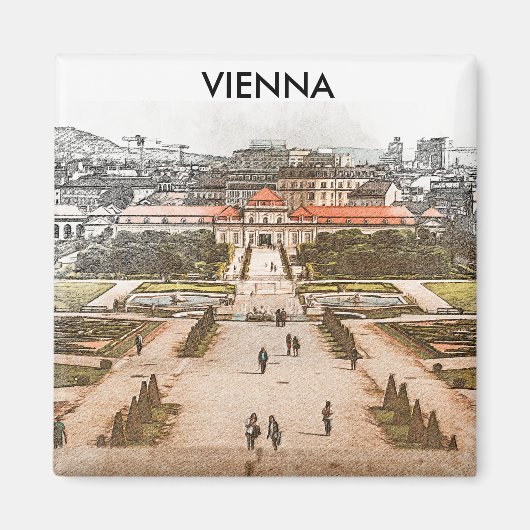Wien Österreich Historischer Panoramablick Magnet (Vorne)