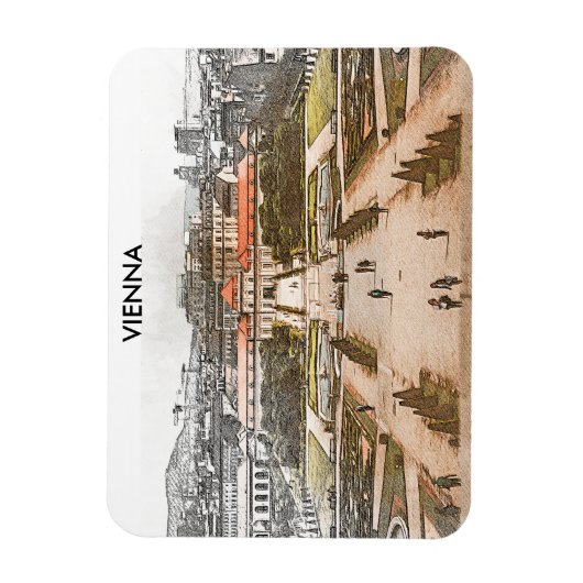 Wien Österreich Historischer Panoramablick Magnet (Vertikal)