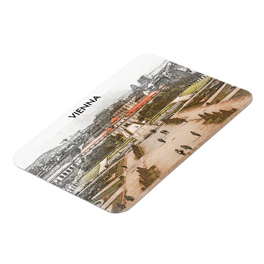Wien Österreich Historischer Panoramablick Magnet (Linke Seite)