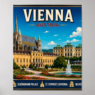 🏛️ Wien Österreich Historisches Reiseandenken Ges Poster