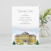 Wien-Österreich-Hochzeit in Urlaubsort Save the Da Date (Stehend Vorderseite)