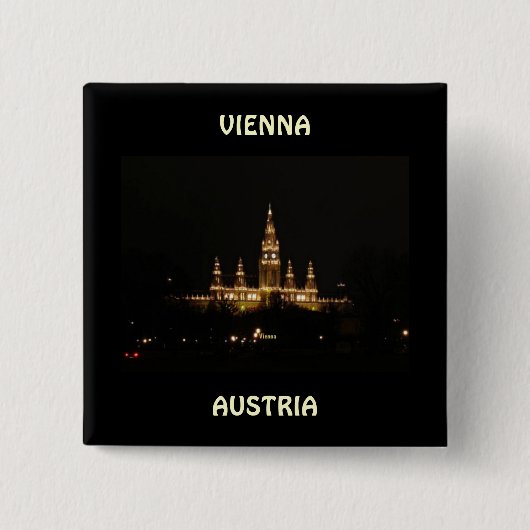 Wien, Österreich in der Nacht Button (Vorderseite)