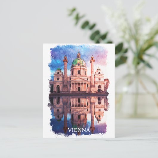 Wien Österreich Karlskirche Kirche Postkarte (Stehend Vorderseite)