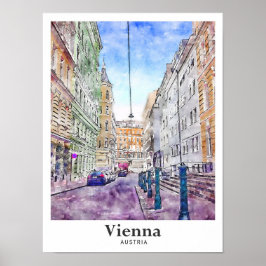 Wien Österreich Kunst Reisen Wasserfarben Handzeic Poster