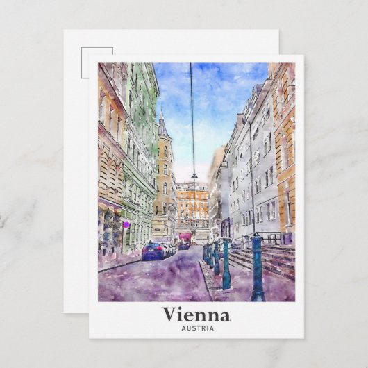 Wien Österreich Kunst Reisen Wasserfarben Handzeic Postkarte (Vorne/Hinten)