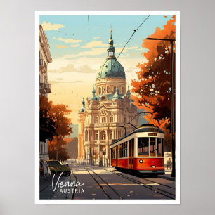 Wien Österreich Kunst Vintage Reise Illustration Poster