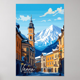 Wien Österreich Kunst Vintage Reise Illustration Poster