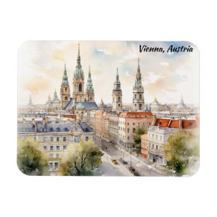 Wien Österreich Panoramablick Aquarellmalerei Magnet