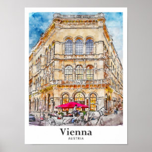 Wien Österreich Reise Aquarell Handgezeichnet Poster