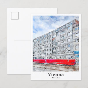 Wien Österreich Reise Aquarell Handgezeichnet Postkarte