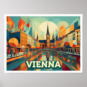 Wien Österreich Reise künstlerisch farbenfroh Poster