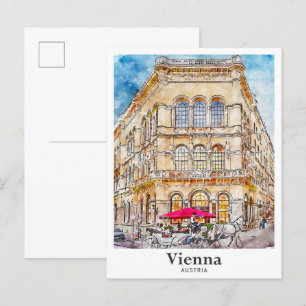 Wien Österreich Reise Wasserfarbe Handgezeichnet Postkarte