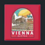 Wien Österreich Reisemarke Magnet<br><div class="desc">Wien Retrodesign im Stil eines Emblems. Das künstlerische und intellektuelle Erbe wurde von Einwohnern wie Mozart,  Beethoven und Sigmund Freud geformt.</div>