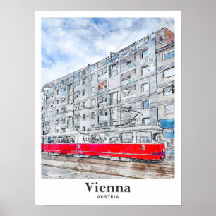Wien Österreich Reisen Wasserfarbenhandzeichnung Poster