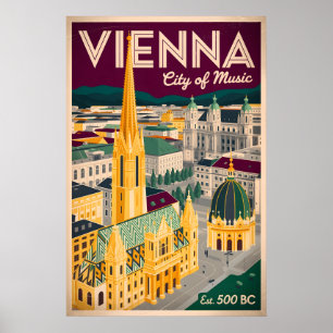 Wien Österreich Retro-Silhouette Stadtansicht Reis Poster