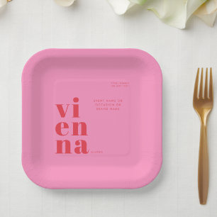 Wien Österreich rote pinke Typografie Pappteller