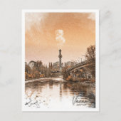 Wien Österreich Schöne Farbskizze Landschaft Postkarte (Vorderseite)