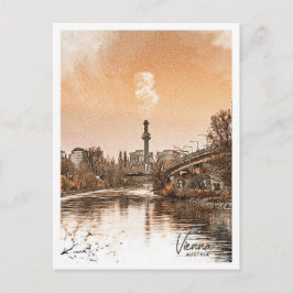 Wien Österreich Schöne Farbskizze Landschaft Postkarte