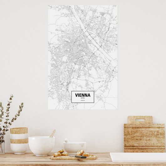 Wien, Österreich (schwarz auf weiß) Poster (Küche)