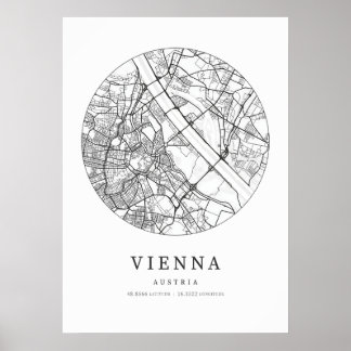 Wien - Österreich - Stadtkarte Poster