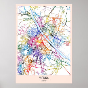 Wien - Österreich - Stadtkarte Poster