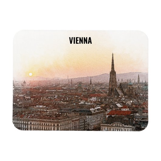 Wien Österreich Vintage Farbstadt Magnet (Horizontal)