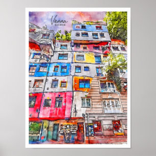 Wien Österreich Vintage-Reise Aquarell Poster
