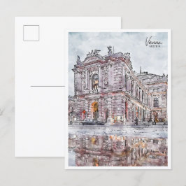 Wien Österreich Vintage Reise Aquarell Postkarte