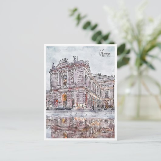 Wien Österreich Vintage Reise Aquarell Postkarte (Stehend Vorderseite)