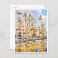 Wien Österreich Vintage Reise Aquarell
