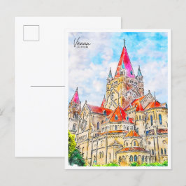 Wien Österreich Vintage Reise Aquarell Postkarte