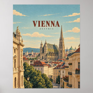 Wien Österreich Vintage Reise Kunst Poster