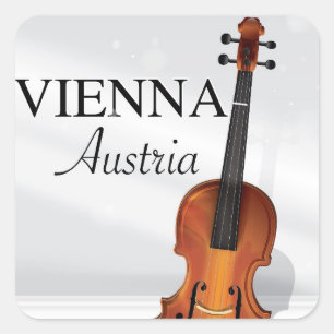 Wien Österreich Violin Reiseplakat Quadratischer Aufkleber