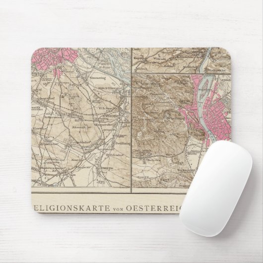 Wien, Prag, BudaPest Karte Mousepad (Mit Mouse)