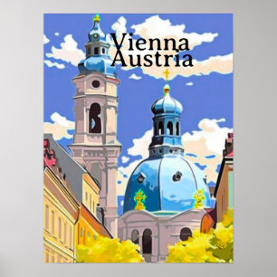 Wien Reise-Postkartengrafik, Österreich Reise Kuns Poster