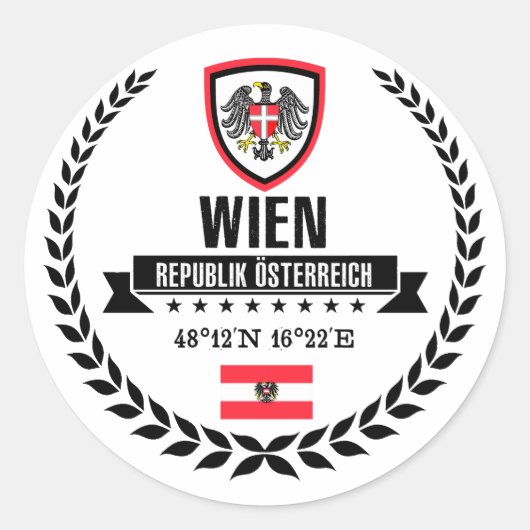 Wien Runder Aufkleber (Vorderseite)