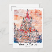 Wien Schloss Österreich Reisen Wasserfarben Handze Postkarte (Vorne/Hinten)