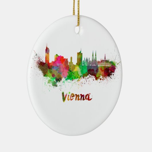 Wien skyline im Watercolor Keramikornament (Rechts)