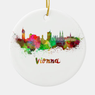 Wien skyline im Watercolor Keramikornament