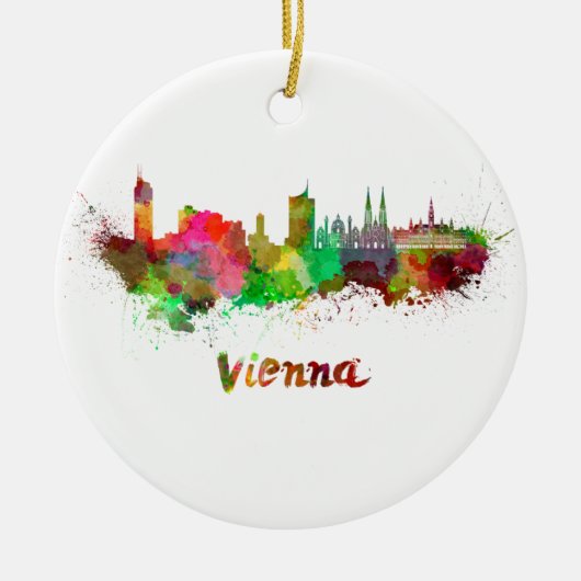 Wien skyline im Watercolor Keramikornament (Vorne)