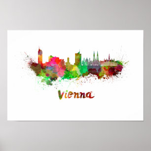 Wien skyline im Watercolor Poster