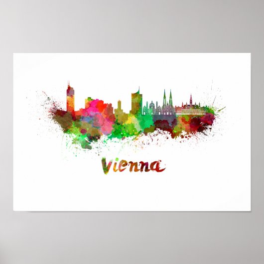 Wien skyline im Watercolor Poster (Vorne)