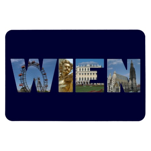 Wien-Tag mit berühmten Sehenswürdigkeiten Magnet (Horizontal)