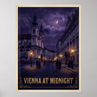 Wien um Mitternacht Dunkle Gothic Reise Poster