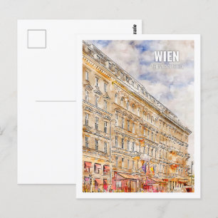 Wien Wien Österreich Berühmter Reiseort Wasserfarb Postkarte
