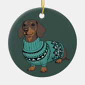 Wiener Dog Christmas Ugly Sweater Dachshund Pet  Keramik Ornament (Vorne)