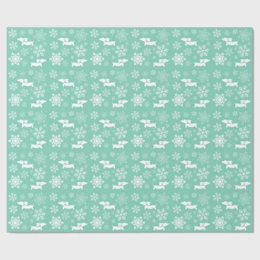 Wiener Dog Snowflake Christmas Wrapping Paper Geschenkpapier (Flach)